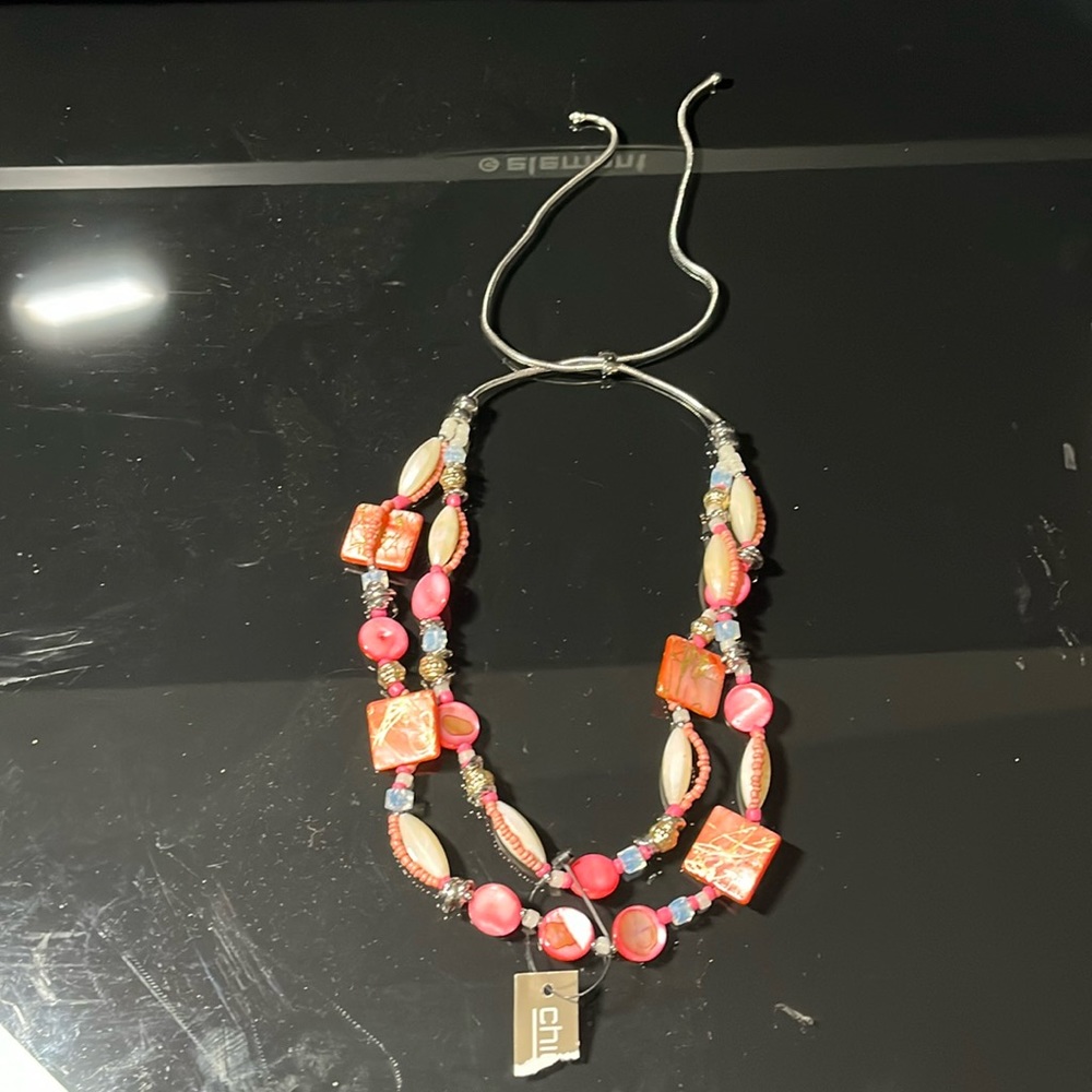 Chicos new pink beaded necklace.